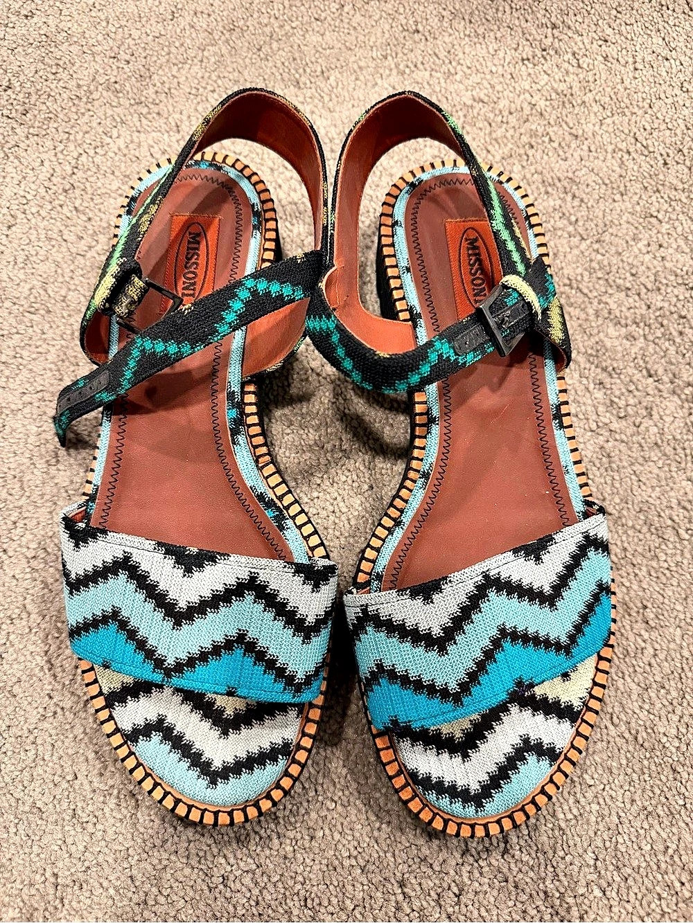 Missoni -Print Sandals in Black & Blue EU 39